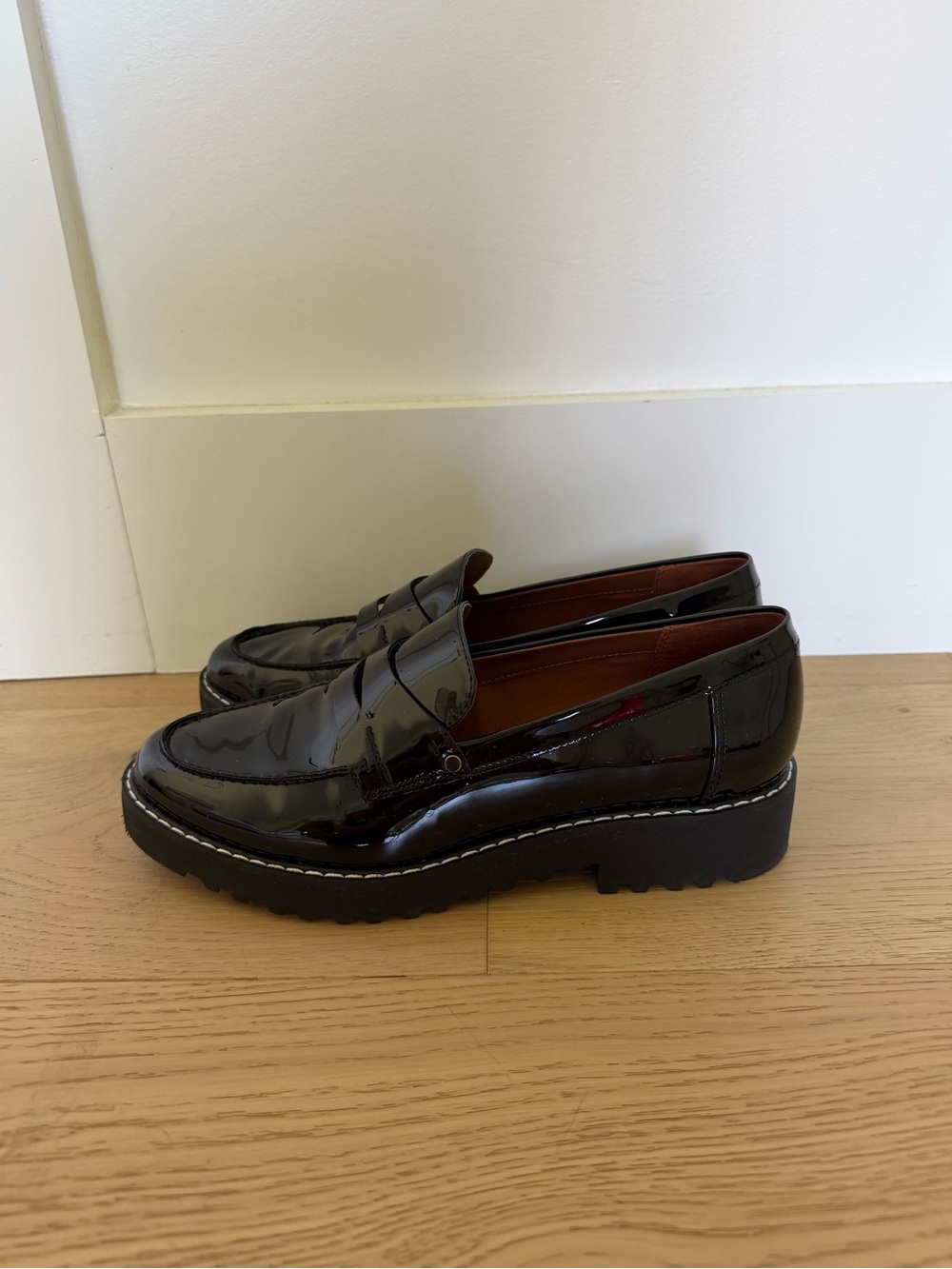 Franco Sarto Black Patent Platform Loafers